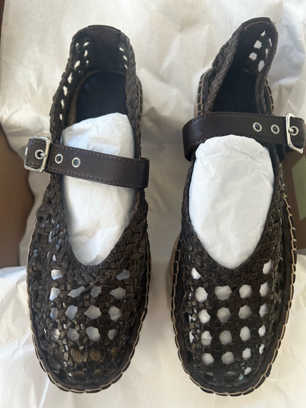 NIB • Madewell Remy Mary Jane Espareilles in Woven dark Carob - 6.5 - Picture 2 of 10